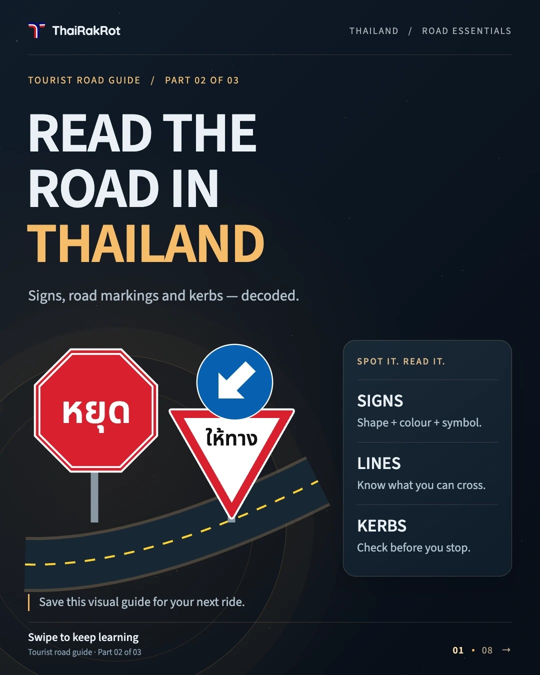 Verkehrszeichen und Markierungen in Thailand