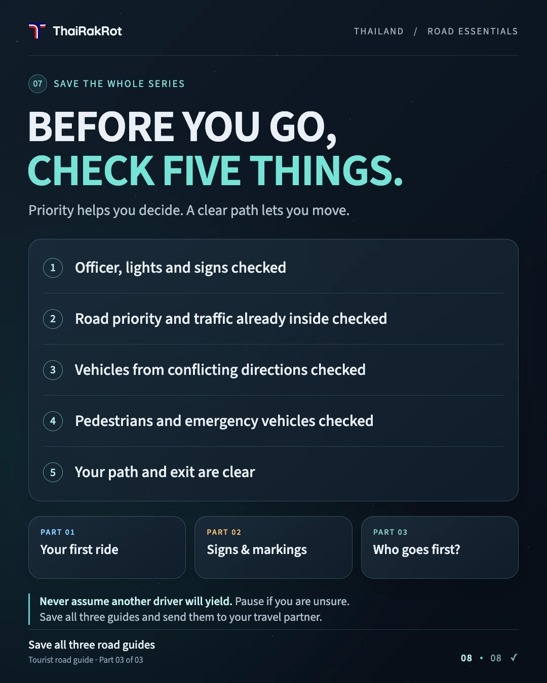 Illustrated road guide: Five checks before you move